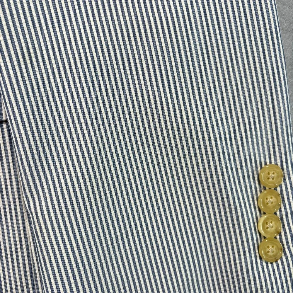 Lauren Ralph Lauren Blue‎ White Striped Seersucker Blazer Sport Coat 48L Coastal